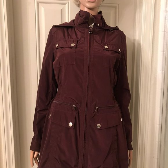 Laundry Burgendy Rain Jacket Size M - Picture 2 of 11